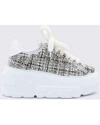 Casadei - Tweed-Plateau-Sneakers Mit Abstraktem Muster Und Geprägtem Logo - Lyst