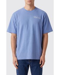 Sporty & Rich - Sporty &Amp Rich Crewneck Cotton T-Shirt With Contrast Logo - Lyst