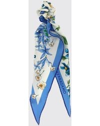 Ferragamo - Floral Print Diamond-Shaped Silk Foulard With Asymmetrical Hem - Lyst