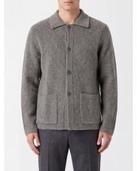 Emporio Armani - Wool And Mohair Blend Cardigan With Classic Collar - Lyst