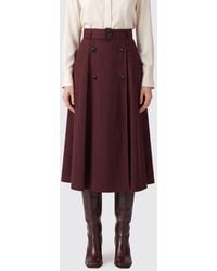 Burberry - High-Waisted Cotton A-Line Midi Skirt With Adjustable Belt - Lyst
