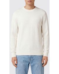 BOSS - Cotton And Silk Blend Crewneck Sweater With Ribbed Trims - Lyst