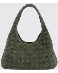 Bottega Veneta - Campana Intrecciato Suede Calfskin Shoulder Bag - Lyst