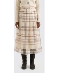 Brunello Cucinelli - Check Silk Organza A-Line Midi Skirt - Lyst