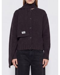 The Attico - Wool And Cashmere Crewneck Cardigan With Ribbed Edges - Lyst