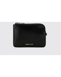 McQueen - Crackled Leather Credit Card Holder - Lyst