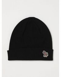 Paul Smith - 100% Virgin Wool Beanie Hat With Cuff And Logo Patch - Lyst