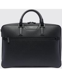 Serapian - Business-Tasche Aus Geprägtem Leder Und Beschichteter Baumwolle - Lyst