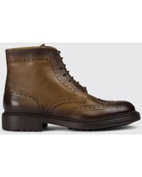 Doucal's - Leather Ankle Boots With Brogue Detail - Lyst