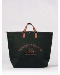 Elisabetta Franchi - Cotton Canvas Bag With Logo - Lyst