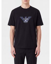 Emporio Armani - Lyocell And Cotton Blend T-Shirt With Eagle Logo - Lyst
