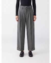 Brunello Cucinelli - Cropped Wide-Leg Wool-Blend Trousers With Pleats - Lyst