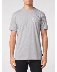 Philipp Plein - Cotton T-Shirt With Monogram Print And Hexagon Logo - Lyst