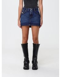 DIESEL - Slim Fit Cotton Denim Mini Skirt With A Five-Pocket Design - Lyst