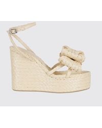 Mach & Mach - Le Cadeau Bow Raffia Wedge Sandals With Bow And Platform - Lyst