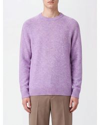 Les Deux - Wool And Viscose Blend Crewneck Jumper With Ribbed Trims - Lyst