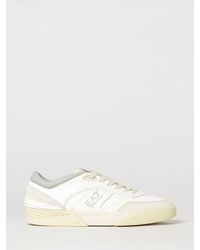 EA7 - Low Top Bovine Leather Sneakers With Round Toe And Printed Logo - Lyst