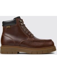 Camper - Alaro Lace-Up Leather Combat Boots With Padded Ankle And Low Heel - Lyst