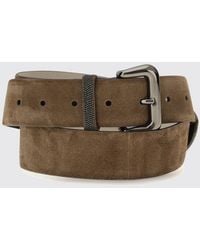 Brunello Cucinelli - Suede Calfskin Belt With Monili Detail - Lyst