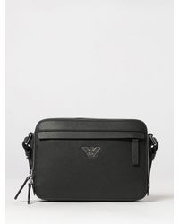 Emporio Armani - Regenerated Leather Messenger Bag With Eagle Logo - Lyst