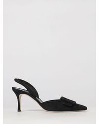 Manolo Blahnik - Maysli Suede Slingback Pumps With Mid Heel - Lyst