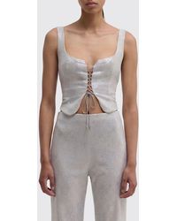 MACCAPANI - Metallic Glitter Cotton Blend Top - Lyst