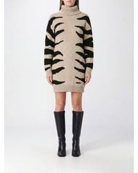 Moschino - Zebra-Print Wool-Blend Turtleneck Jumper Dress - Lyst