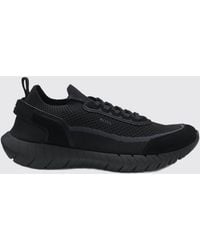 BOSS - Motion Knit And Suede Sneakers With Rubber Sole - Lyst