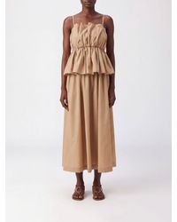 Twinset - A-Line Cotton Midi Dress With Square Neckline And Thin Straps - Lyst