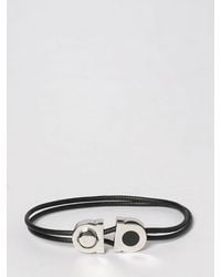 Ferragamo - Gancini Leather And Brass Bracelet - Lyst