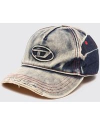 DIESEL - Bleached Denim Baseball Cap With Oval D Logo - Lyst