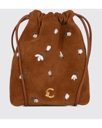 Coccinelle - C-Me Suede Keychain With Floral Embroidery - Lyst