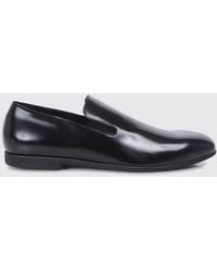 Jil Sander - Brushed Leather Loafers With Round Toe And Elasticated Inserts - Lyst