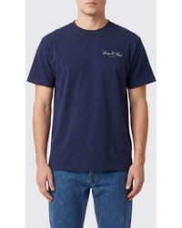 Sporty & Rich - Sporty &Amp Rich Crewneck Cotton T-Shirt With Contrast Logo - Lyst