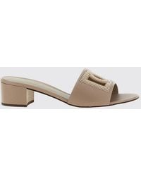 Dolce & Gabbana - Dolce &Amp Gabbana Grained Leather Mules With Dg Rhinestone Monogram - Lyst