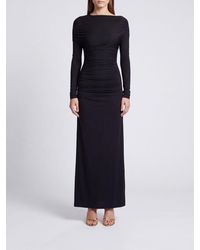 Victoria Beckham - Draped Sheath Long Dress With A Straight Neckline - Lyst