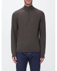 Emporio Armani - Slim Fit Chevron Virgin Wool Turtleneck Jumper - Lyst