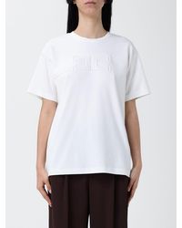 Elisabetta Franchi - Cotton T-Shirt With Embroidered Logo - Lyst