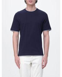 Brunello Cucinelli - Cotton Crew-Neck T-Shirt With Contrasts - Lyst
