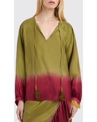 Momoní - Momon&Igrave Bicolor Abstract Print Silk Blouse With Long Sleeves - Lyst