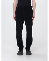 Stone Island - Velvet Chino Trousers With Compass Logo Patch - Lyst