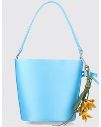 Self-Portrait - Satin Mini Bucket Bag With Top Handle And Charm - Lyst