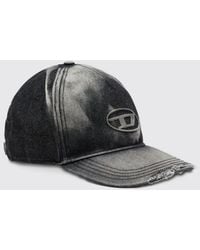 DIESEL - Distressed Denim Baseball Cap With Oval D Logo - Lyst