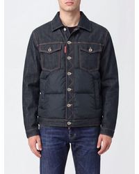DSquared² - Padded Cotton Denim Jacket With Lapel Collar And Pockets - Lyst
