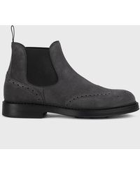 Doucal's - Suede Ankle Boots With Brogue Motif - Lyst