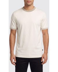 BOSS - Slim Fit Cotton T-Shirt With Contrast Trims - Lyst