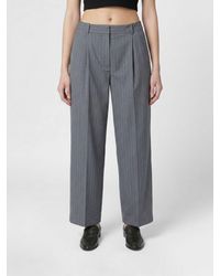 Anine Bing - Pinstriped Wool Slim Fit Trousers - Lyst