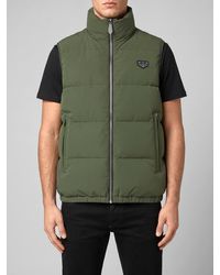 Philipp Plein - High Neck Padded Technical Fabric Vest With Zip - Lyst