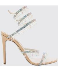 Rene Caovilla - Chandelier Leather Sandals With Crystals And Stiletto Heel - Lyst