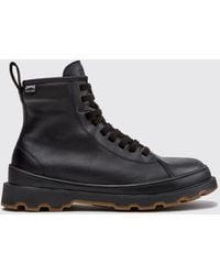 Camper - Brutus+ Smooth Calfskin Combat Boots With Lug Sole - Lyst